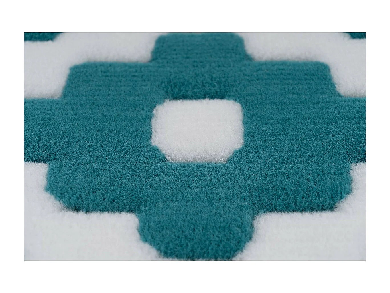 Tapis Géométrique à Poils Courts "Now III" Turquoise 160 x 230 cm
