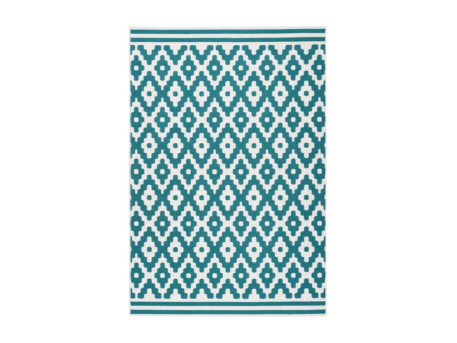 Tapis Géométrique à Poils Courts "Now III" Turquoise 160 x 230 cm