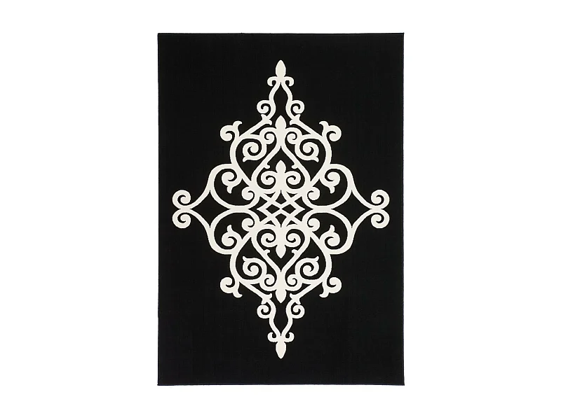 Tapis Tissé Effet 3D à Poils Courts "Manolya" Noir 160 x 230 cm