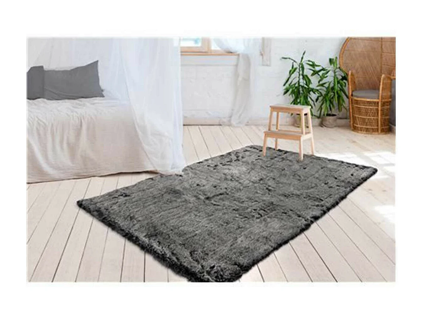 Tapis Imitation Fourrure à Poils Longs "Tender" Anthracite 80 x 150 cm