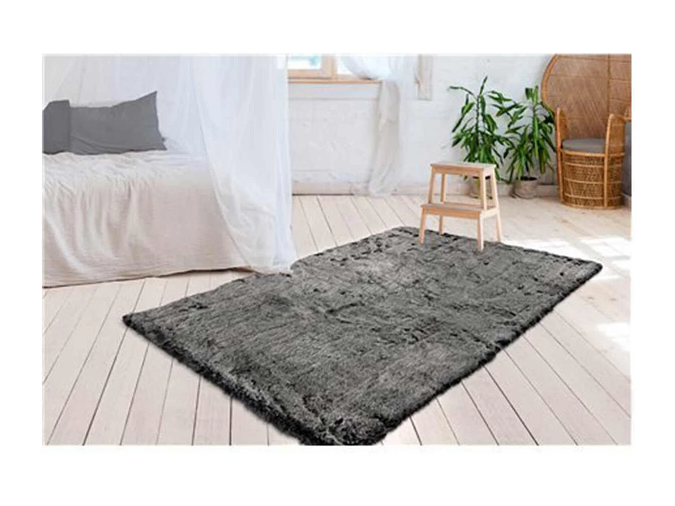 Tapis Imitation Fourrure à Poils Longs "Tender" Anthracite 80 x 150 cm
