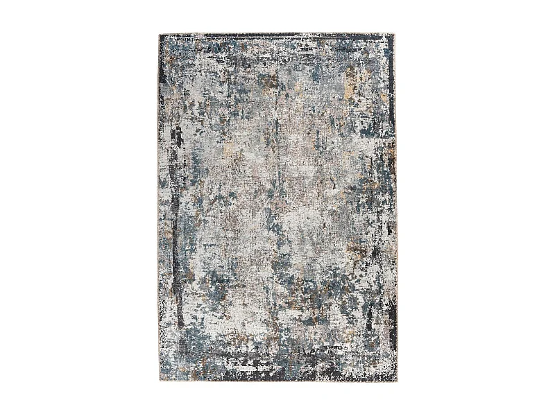 Tapis Tissé Vintage à Motifs "Faye" Noir 110 x 180 cm