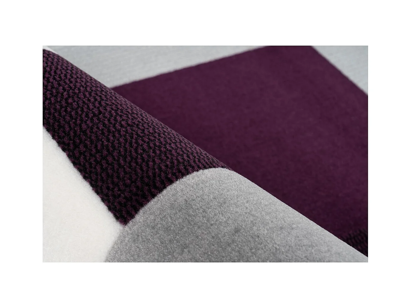 Tapis Géométrique à Poils Courts "Esperanto II" Ivoire & Violet 200 x 290 cm