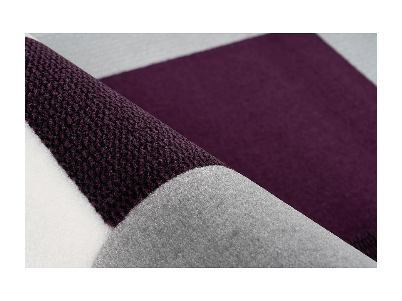 Tapis Géométrique à Poils Courts "Esperanto II" Ivoire & Violet 200 x 290 cm