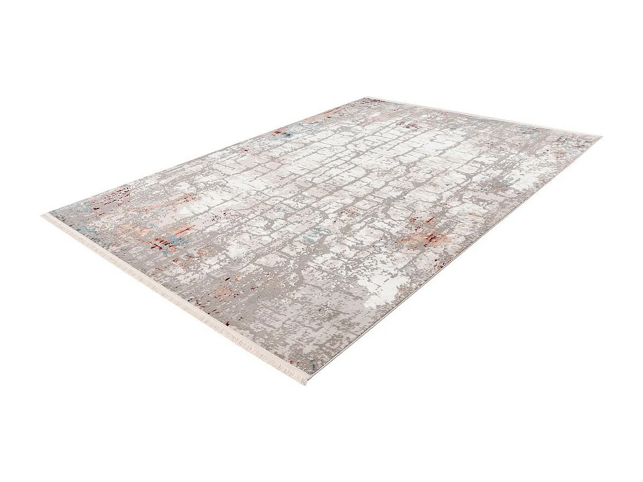 Tapis Vintage à Franges "Akropolis I" Gris & Rose 160 x 230 cm