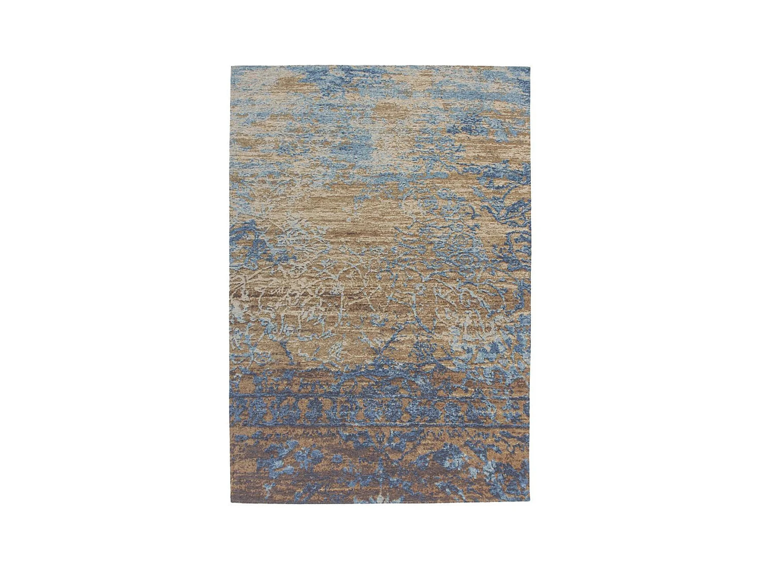 Tapis Jacquard à Poils Courts "Blaze" Bleu & Beige 75 x 150 cm