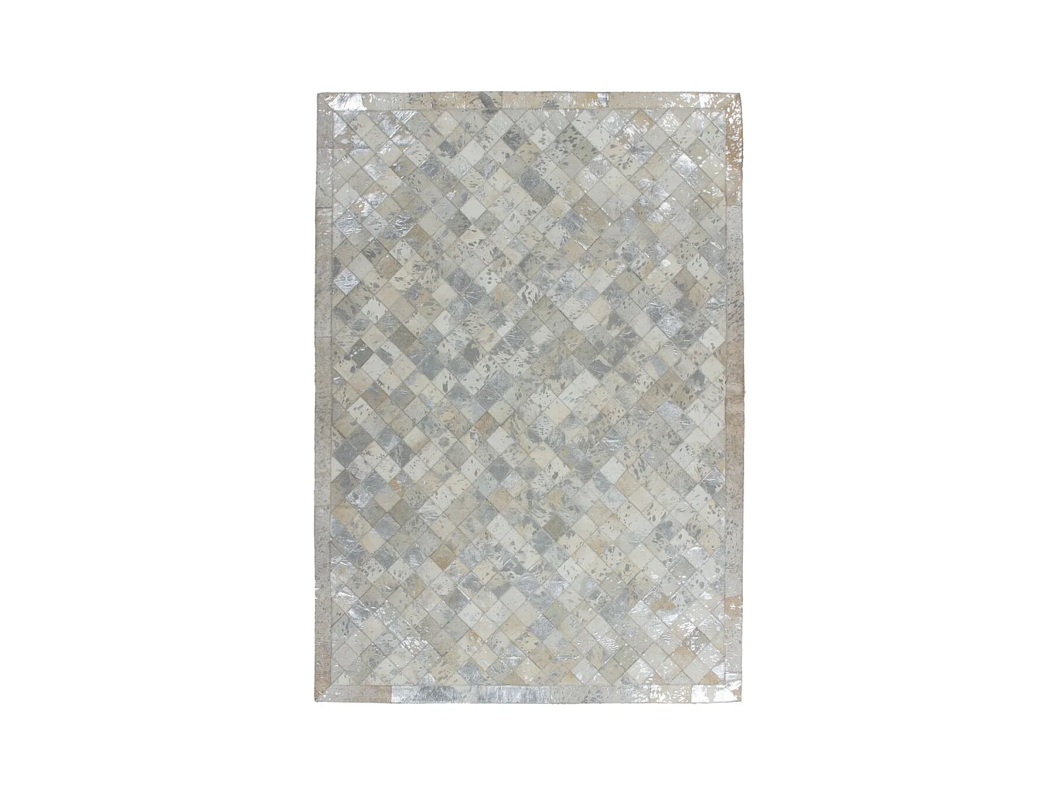 Tapis en Cuir Effet Mosaïque "Lavish" Gris & Argent 120 x 170 cm