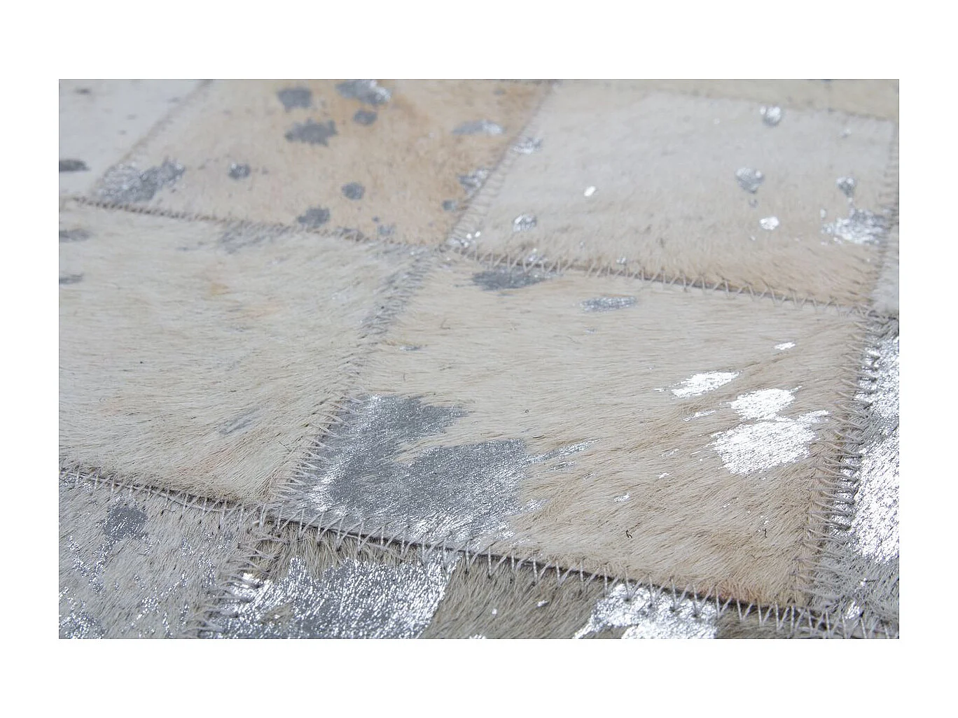 Tapis en Cuir Effet Mosaïque "Lavish" Gris & Argent 120 x 170 cm