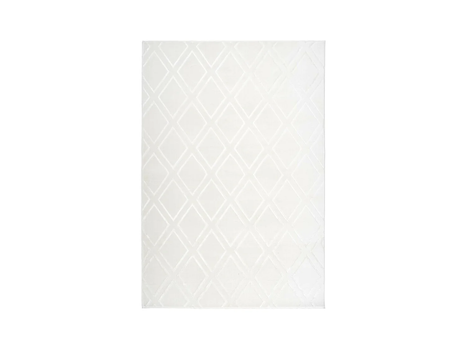 Tapis Imprimé Losange Fait Main "Monroe III" Blanc 120 x 170 cm