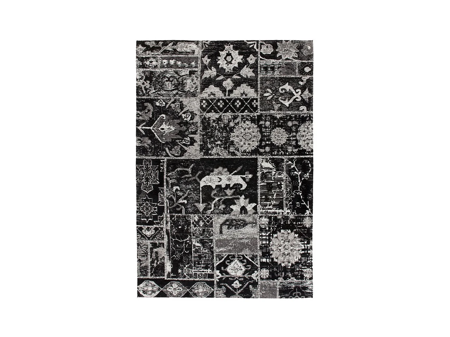 Tapis Imprimé Vintage "River" Gris & Noir 120 x 170 cm