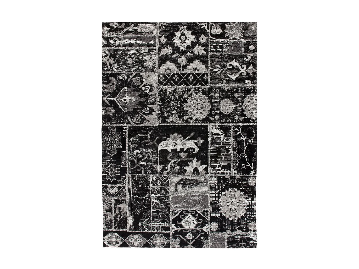 Tapis Imprimé Vintage "River" Gris & Noir 120 x 170 cm