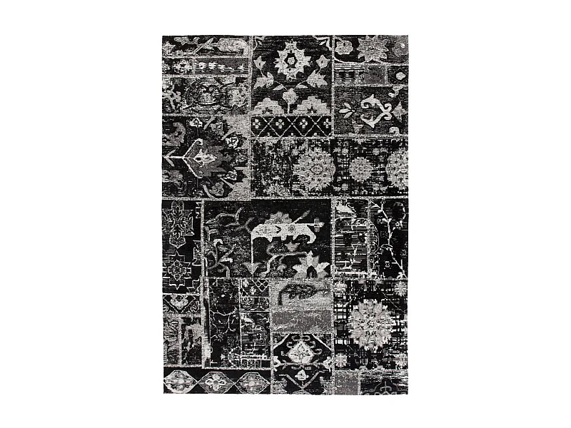 Tapis Imprimé Vintage "River" Gris & Noir 120 x 170 cm