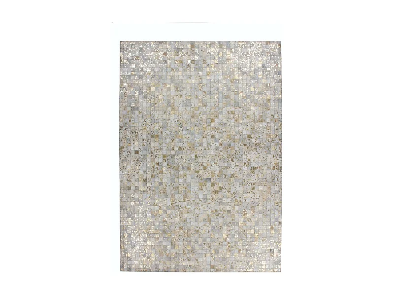 Tapis Patchwork en Cuir "Rocket" Ivoire & Or 120 x 170 cm