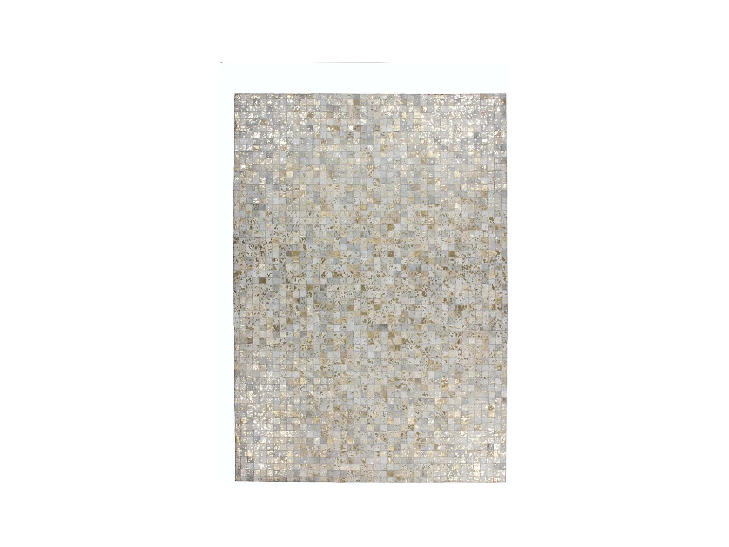 Tapis Patchwork en Cuir "Rocket" Ivoire & Or 120 x 170 cm