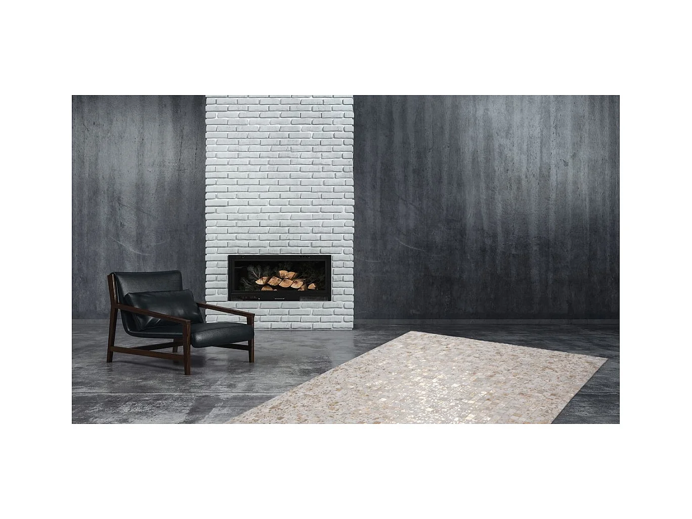 Tapis Patchwork en Cuir "Rocket" Ivoire & Or 120 x 170 cm