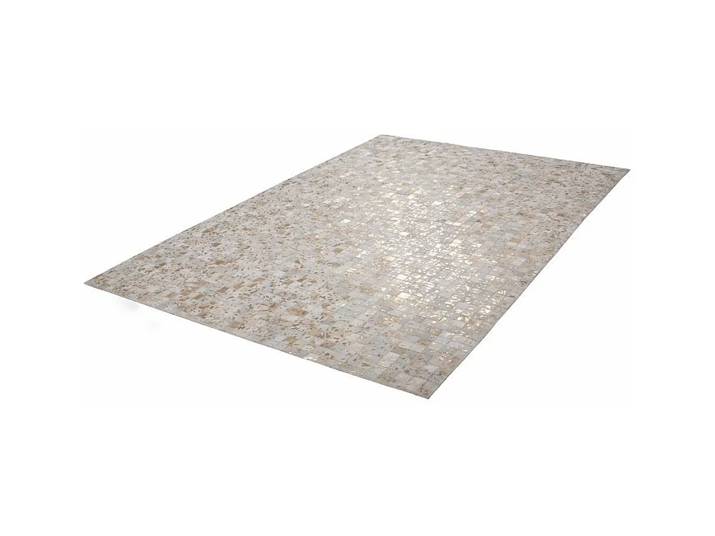 Tapis Patchwork en Cuir "Rocket" Ivoire & Or 120 x 170 cm