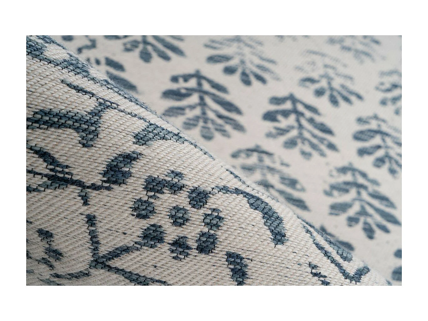 Tapis d'Extérieur Ethnique "Yoga" Bleu & Ivoire 120 x 170 cm