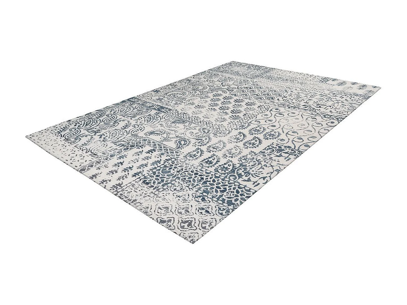 Tapis d'Extérieur Ethnique "Yoga" Bleu & Ivoire 120 x 170 cm