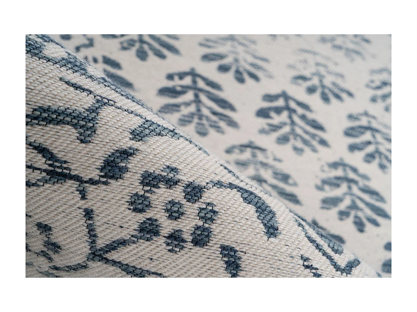 Tapis d'Extérieur Ethnique "Yoga" Bleu & Ivoire 120 x 170 cm