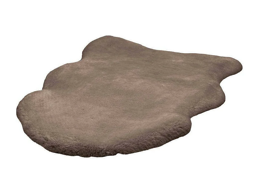 Tapis Uni Doux Poils Longs "Rabbit" 60x90cm Taupe