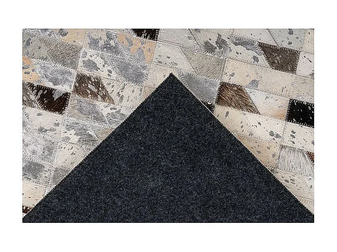 Tapis Fait Main en Cuir "Lavin V" Argent & Multicolore 160 x 230 cm