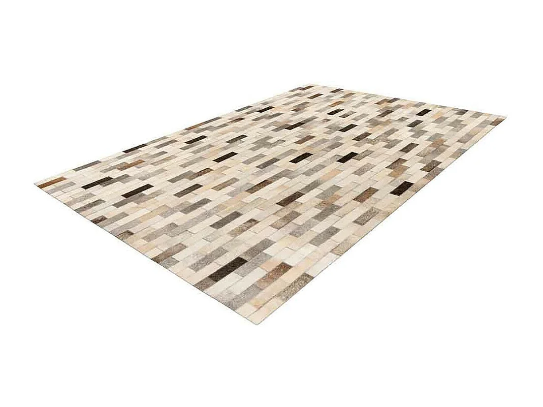 Tapis Imprimé Fait Main en Cuir "Ravi" Gris 80 x 150 cm