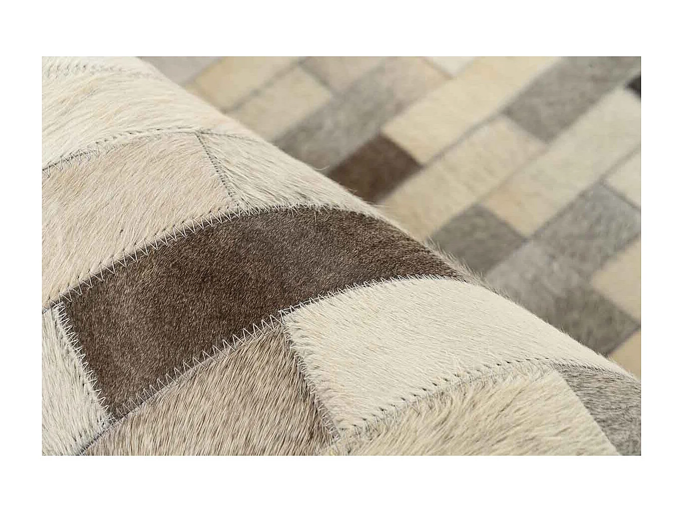 Tapis Imprimé Fait Main en Cuir "Ravi" Gris 80 x 150 cm