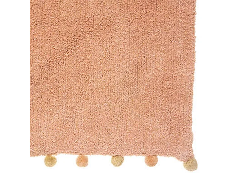 Tapis Déco Enfant "24 Pompons" 100x150cm Rose