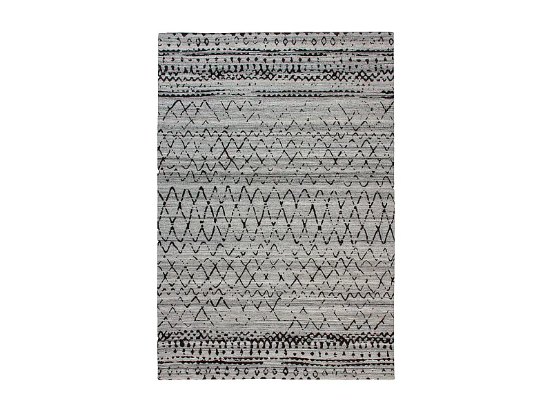 Tapis Imprimé Ethnique "Phoenix" Naturel & Gris 120 x 170 cm