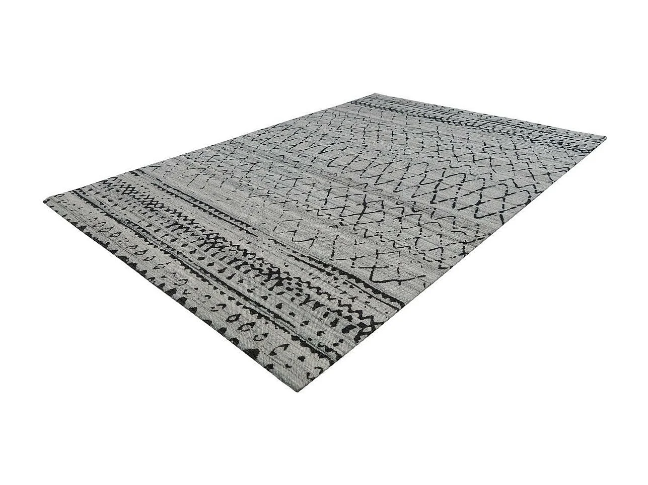 Tapis Imprimé Ethnique "Phoenix" Naturel & Gris 120 x 170 cm