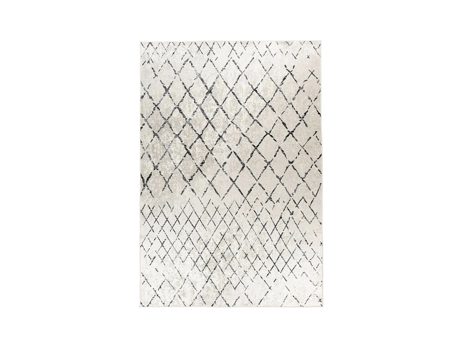 Tapis Vintage à Poils Courts "Sally" Ivoire & Noir 160 x 230 cm