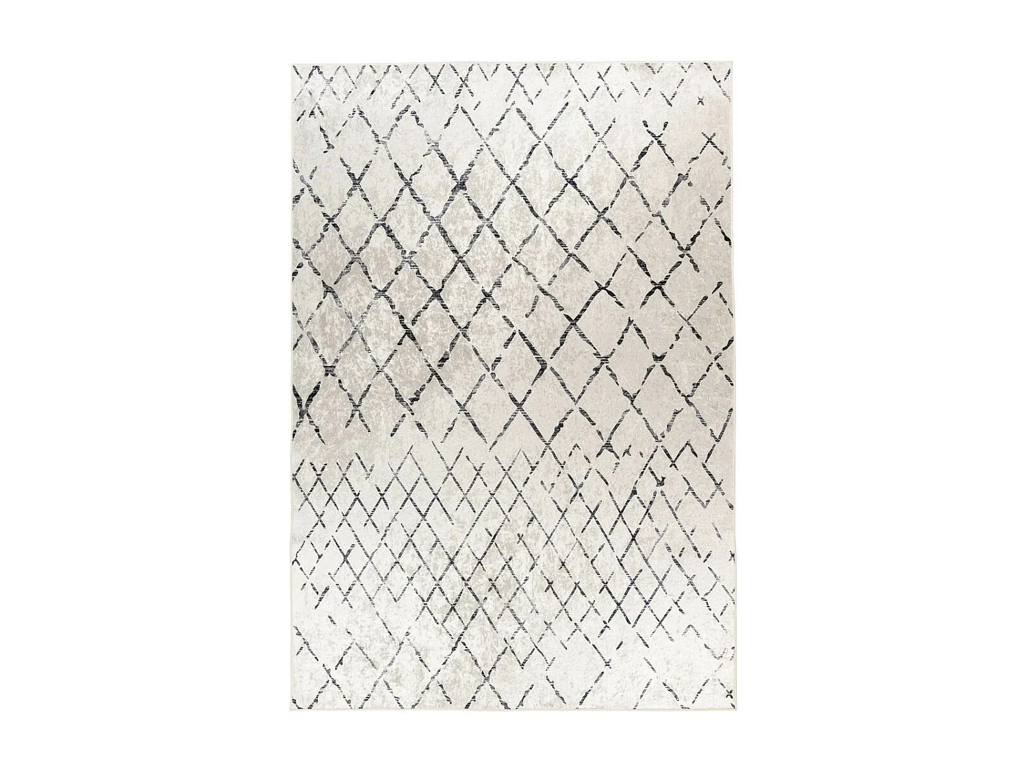 Tapis Vintage à Poils Courts "Sally" Ivoire & Noir 160 x 230 cm