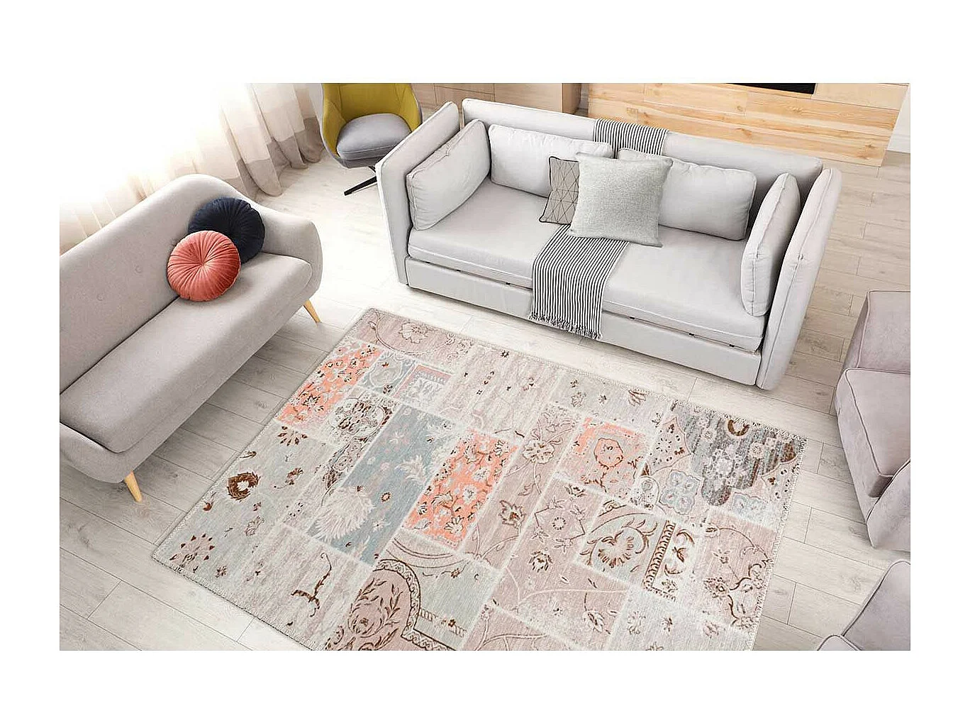 Tapis Tissé Imprimé Vintage "Peron II" Multicolore 160 x 230 cm