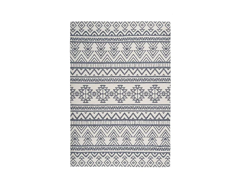 Tapis d'Extérieur Ethnique "Yoga" Anthracite & Ivoire 120 x 170 cm