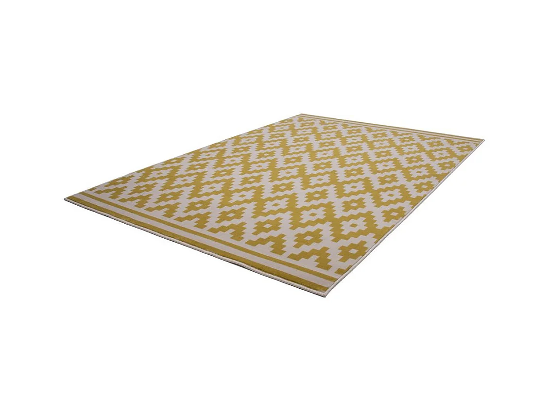 Tapis Géométrique à Poils Courts "Now III" Or 80 x 150 cm