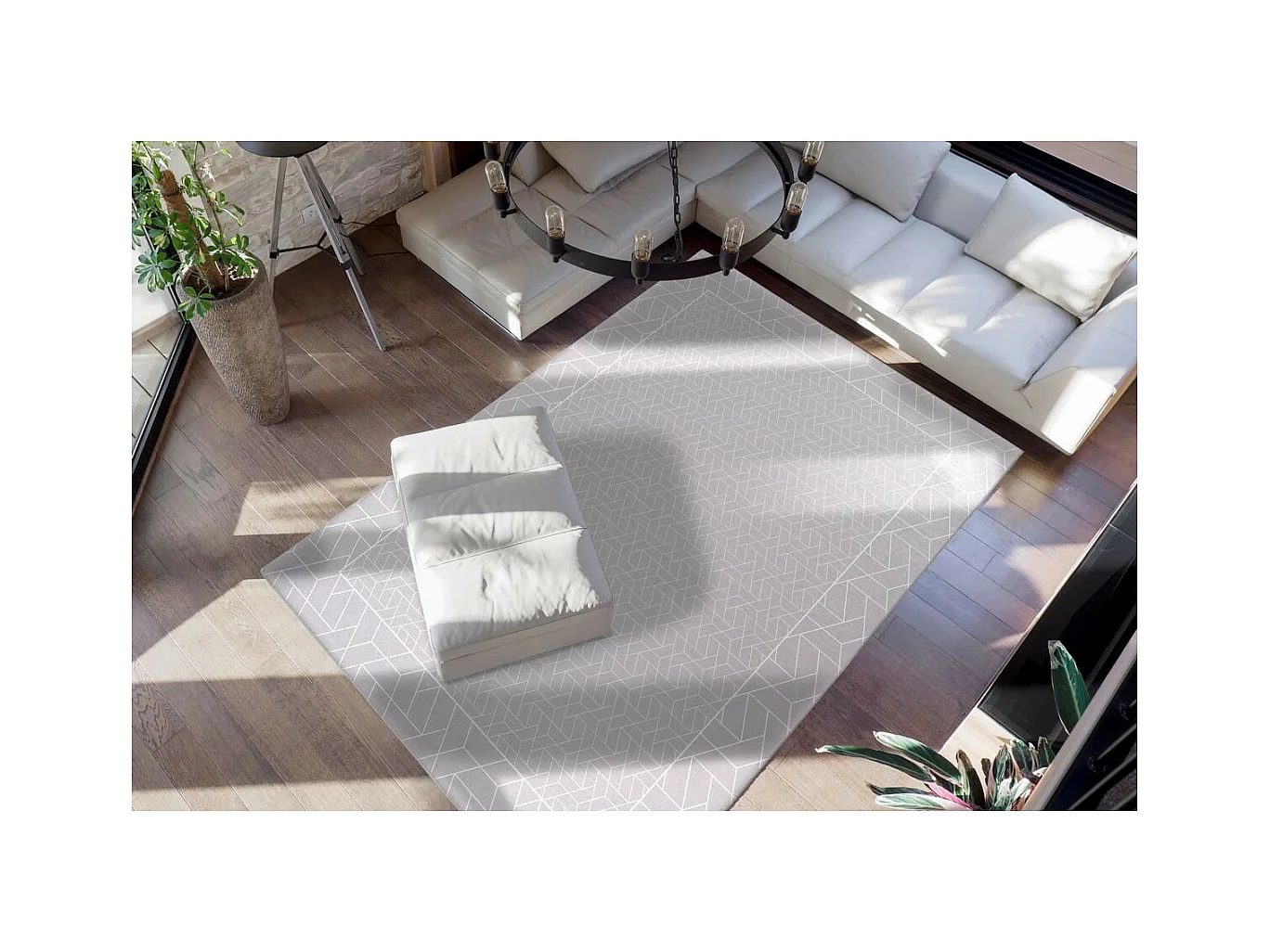 Tapis Imprimé Géométrique "Florence" Gris 80 x 150 cm