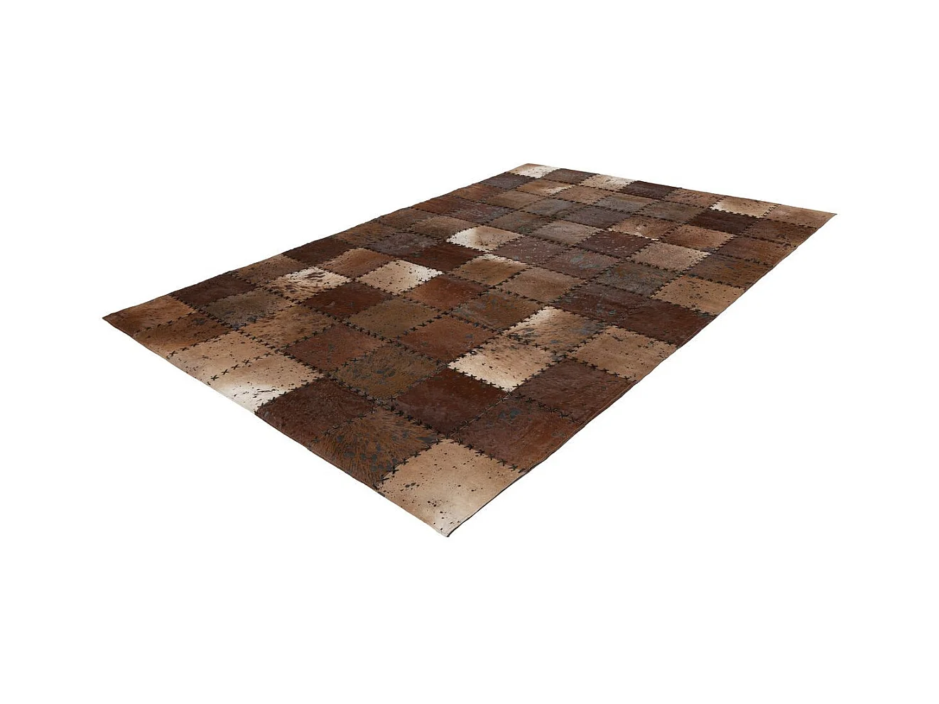 Tapis Patchwork en Cuir Fait Main "Voila" Marron 160 x 230 cm