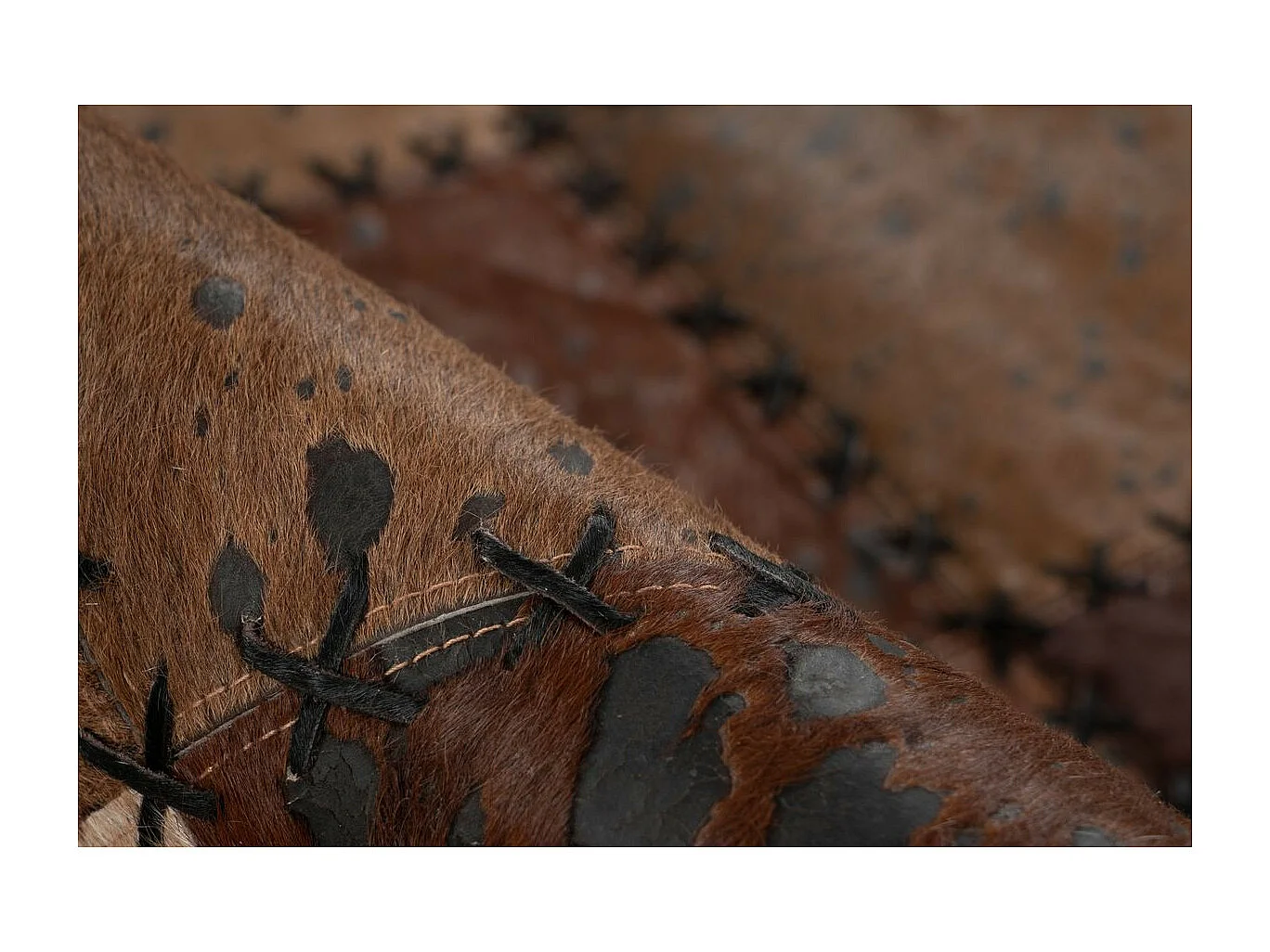 Tapis Patchwork en Cuir Fait Main "Voila" Marron 160 x 230 cm