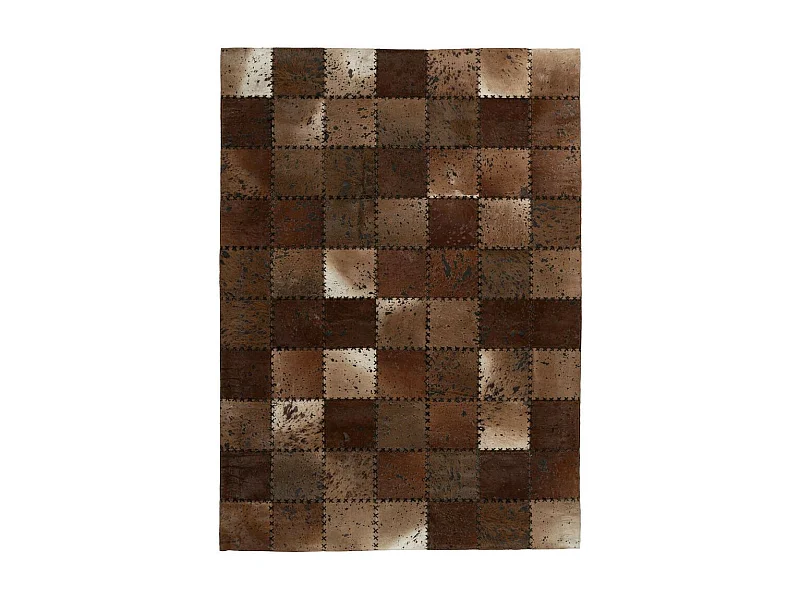 Tapis Patchwork en Cuir Fait Main "Voila" Marron 160 x 230 cm