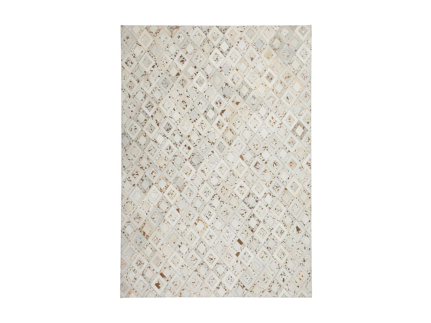 Tapis en Cuir Effet Métallique "Spark" Ivoire & Chrome 160 x 230 cm