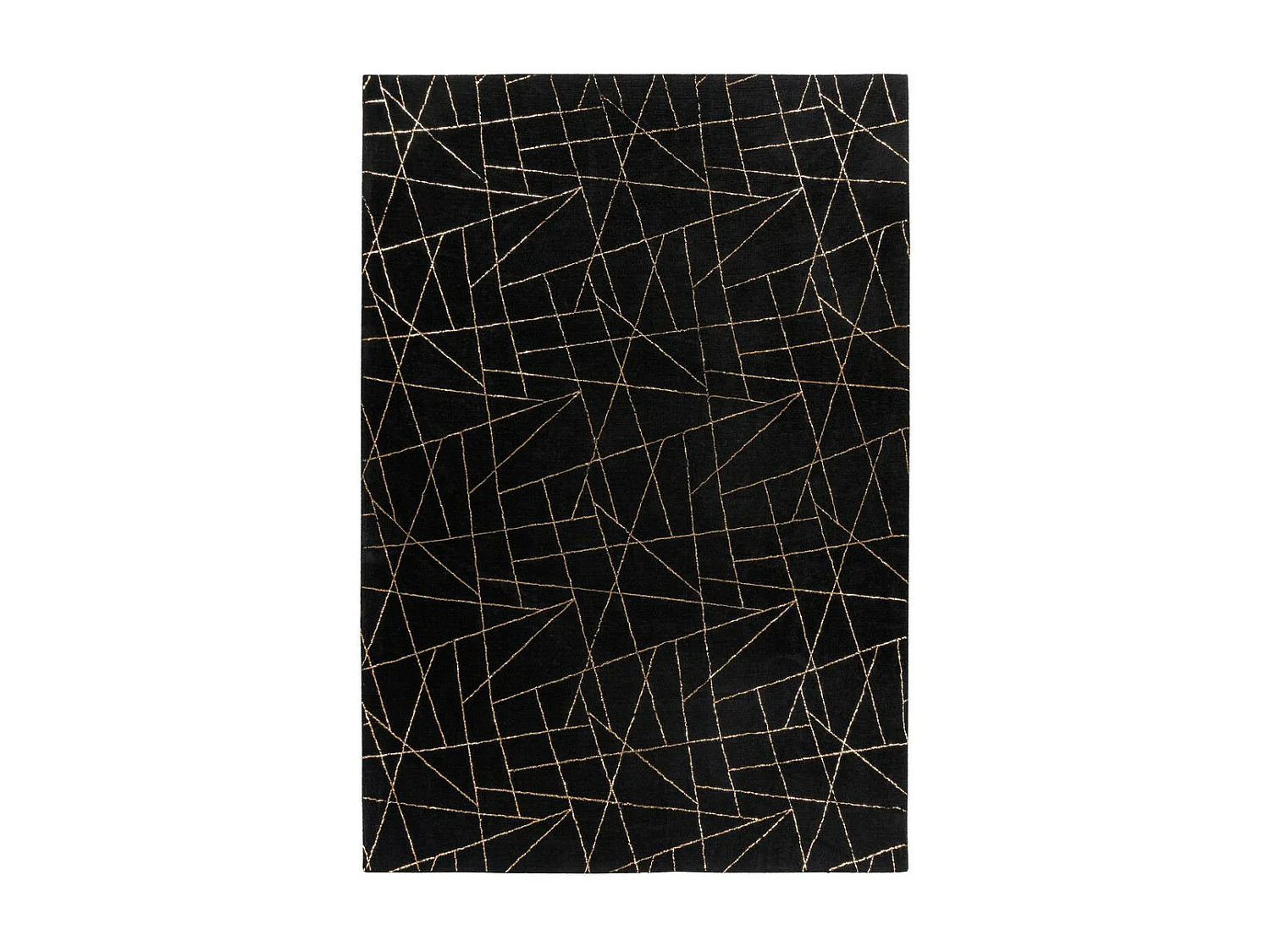 Tapis Géométrique à Poils Longs "Bijou" Noir & Or 200 x 290 cm