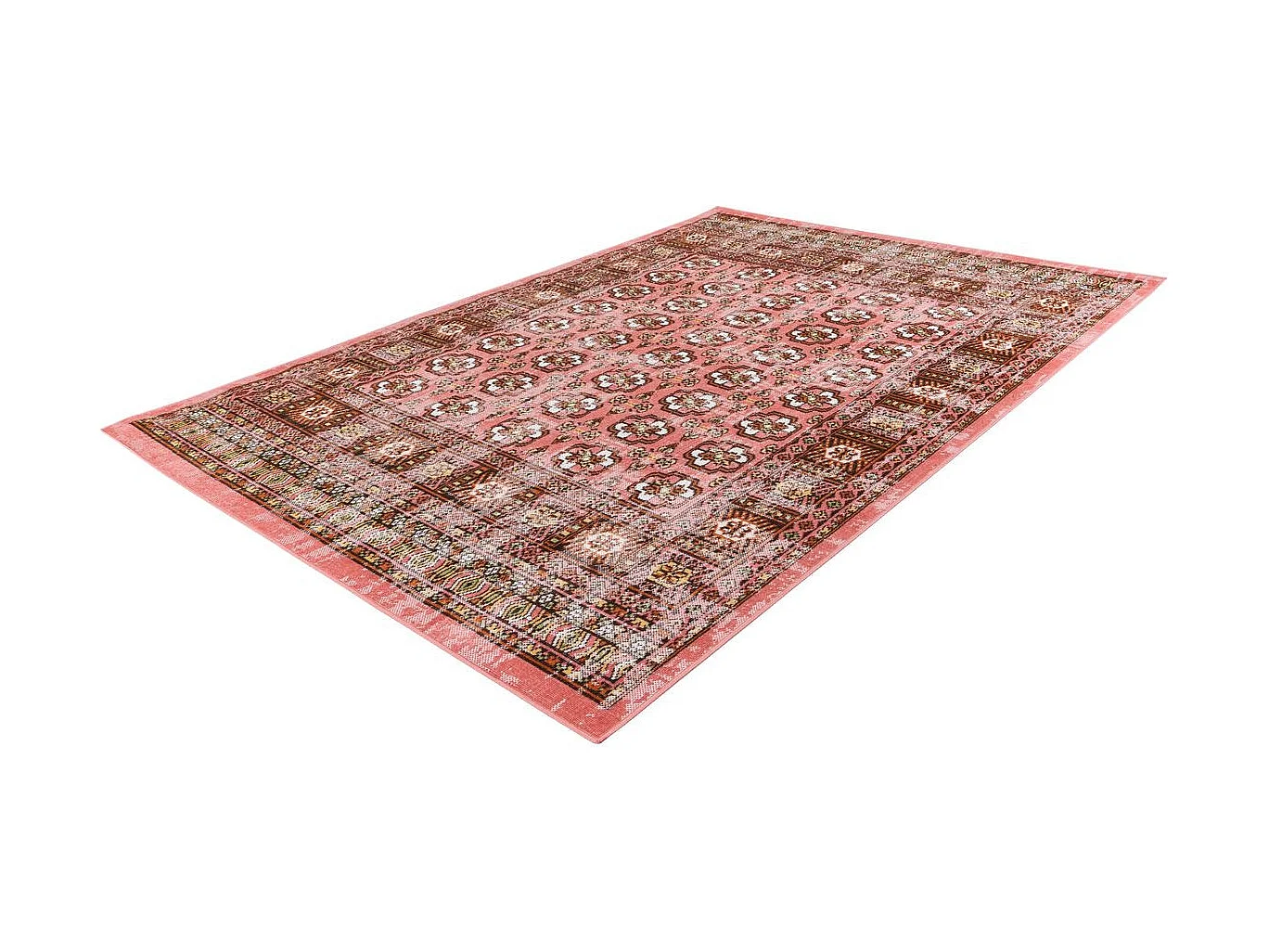Tapis Antique Floral à Poils Courts "Ariya" Rouge 120 x 170 cm