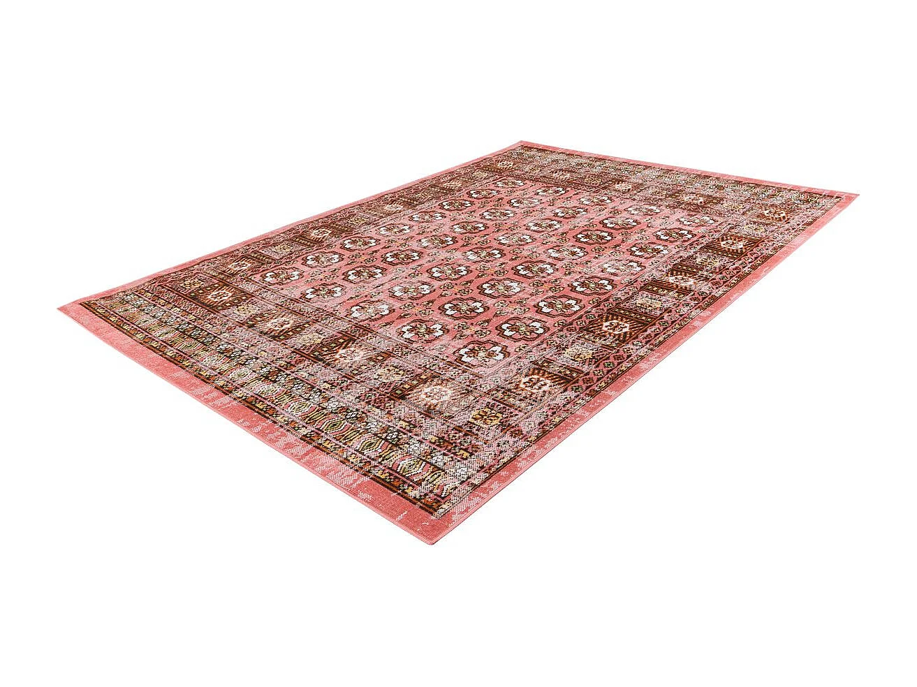Tapis Antique Floral à Poils Courts "Ariya" Rouge 120 x 170 cm