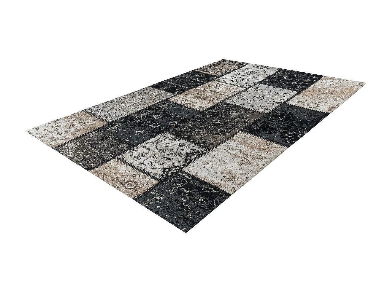 Tapis Vintage à Poils Courts "Cambodia" Argent 120 x 170 cm