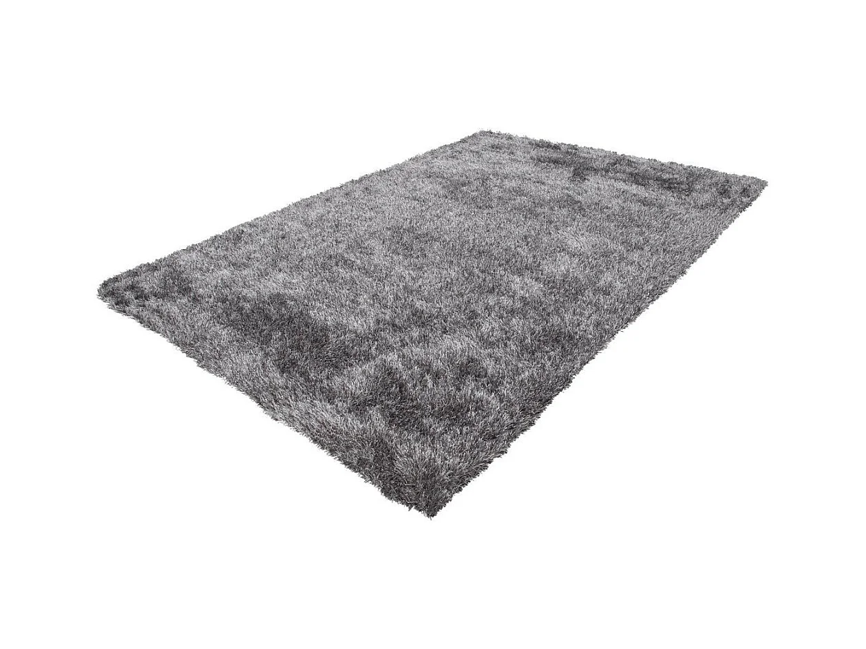Tapis Shaggy Fait Main "Diamond" Gris Blanc 160 x 230 cm