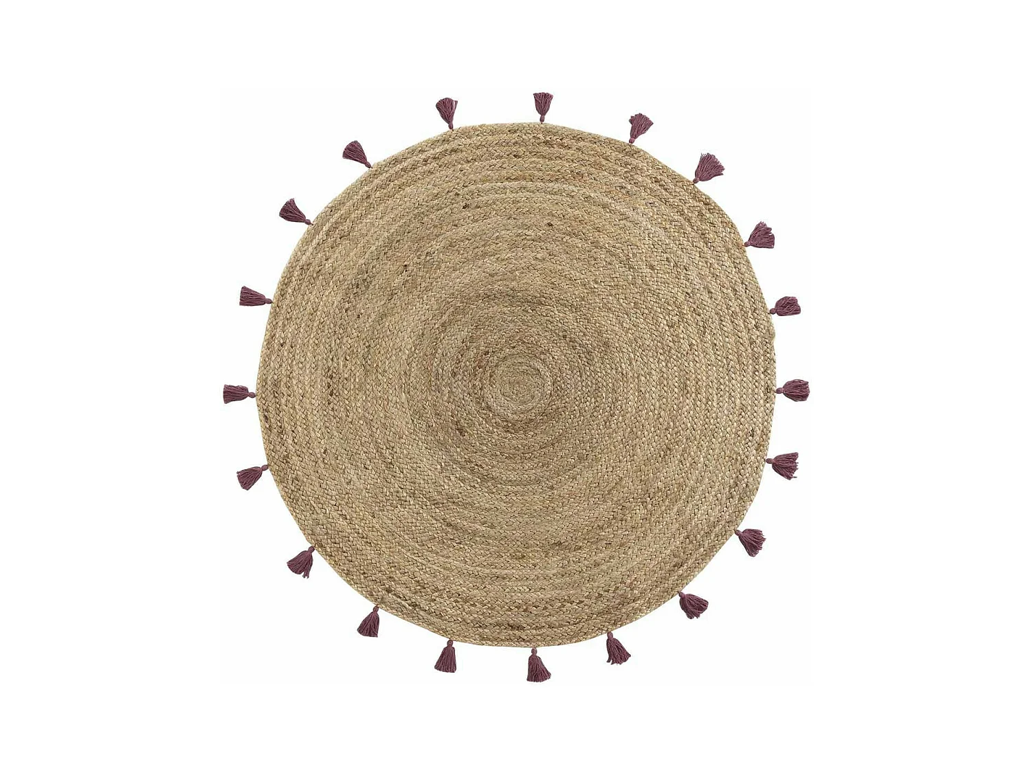 Tapis Déco Rond en Jute "Shira" 120cm Bordeaux