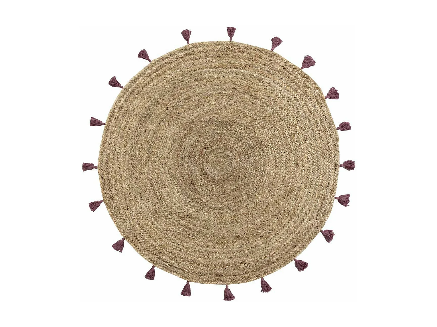 Tapis Déco Rond en Jute "Shira" 120cm Bordeaux