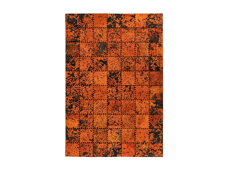 Tapis Patchwork en Cuir Fait Main "Voila" Orange 120 x 170 cm
