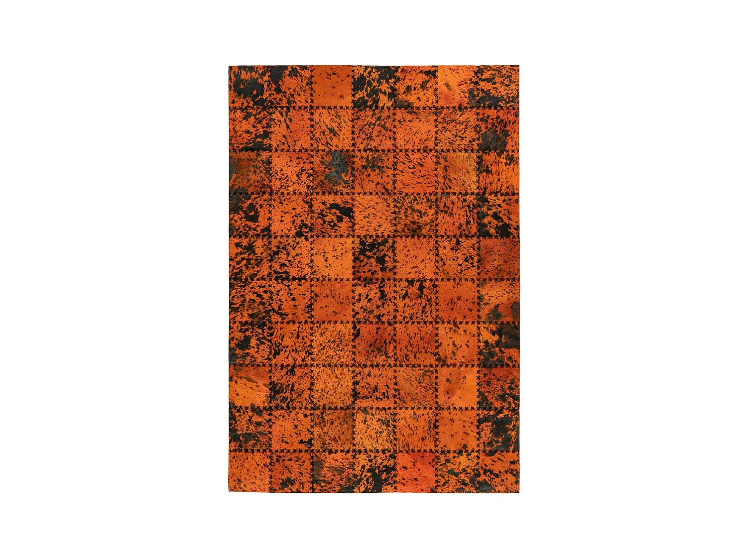 Tapis Patchwork en Cuir Fait Main "Voila" Orange 120 x 170 cm