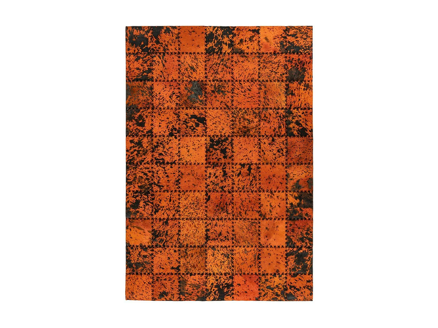 Tapis Patchwork en Cuir Fait Main "Voila" Orange 120 x 170 cm